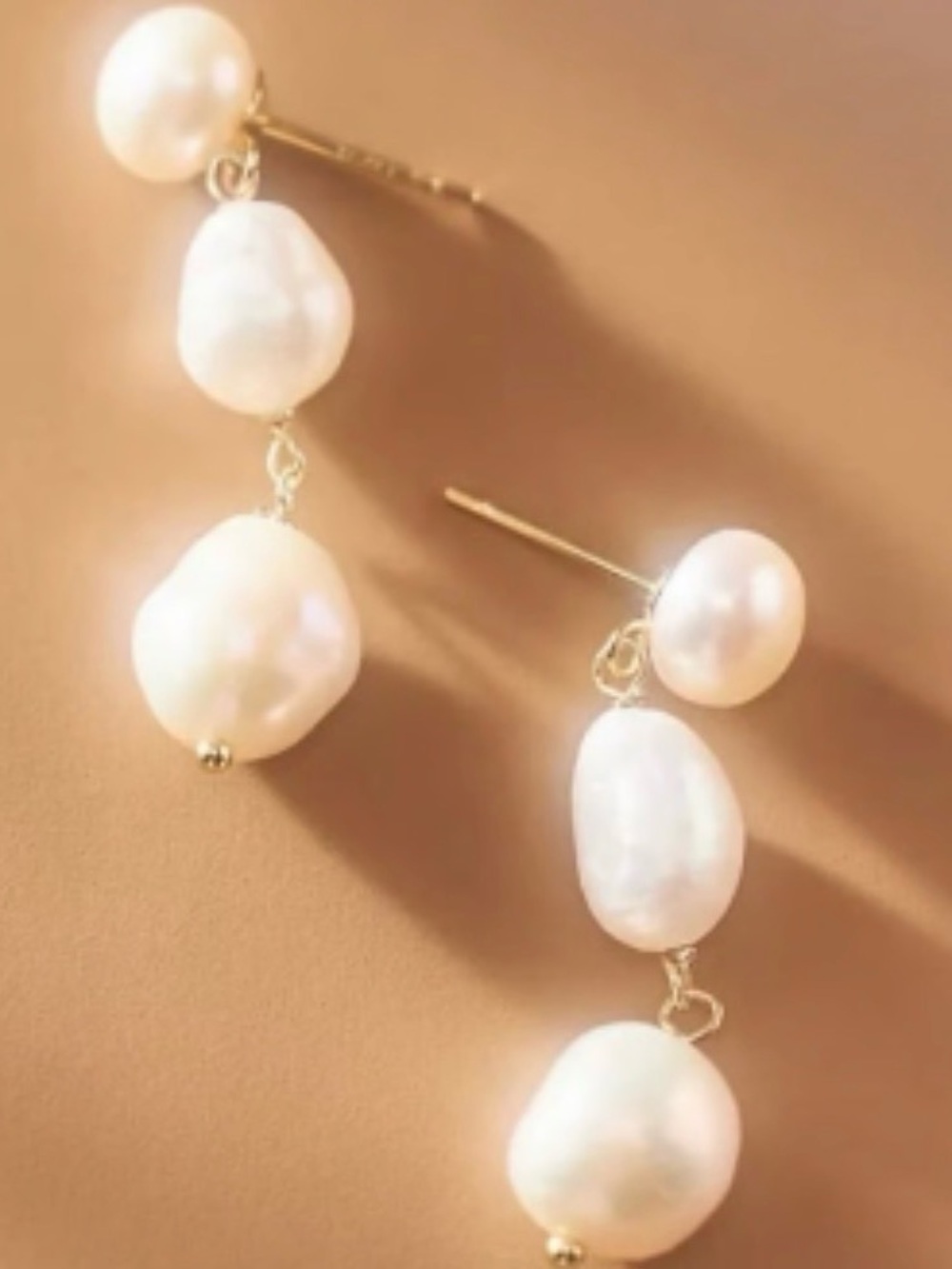 Anthropologie Triple Freshwater Pearl Drop Earrings
